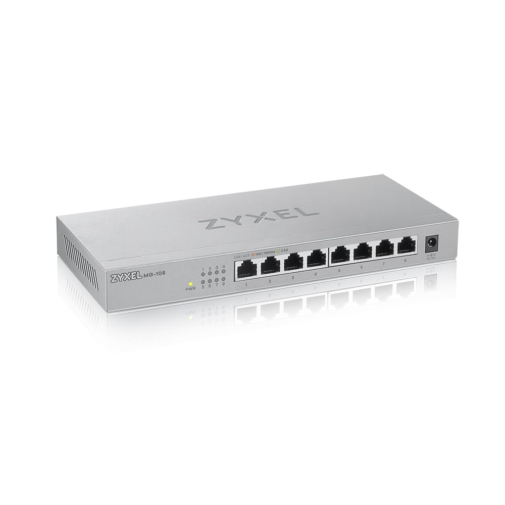 Zyxel Commutateur Multi-Gigabit 8 Ports |5G pour Le Divertissement à Domicile Soho [MG-108]