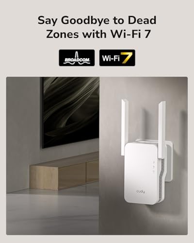 Cudy Répéteur Wi-Fi 7 Double-Bande avec Port Gigabit Ethernet, Configuration par Application, Amplificateur de Signal, M