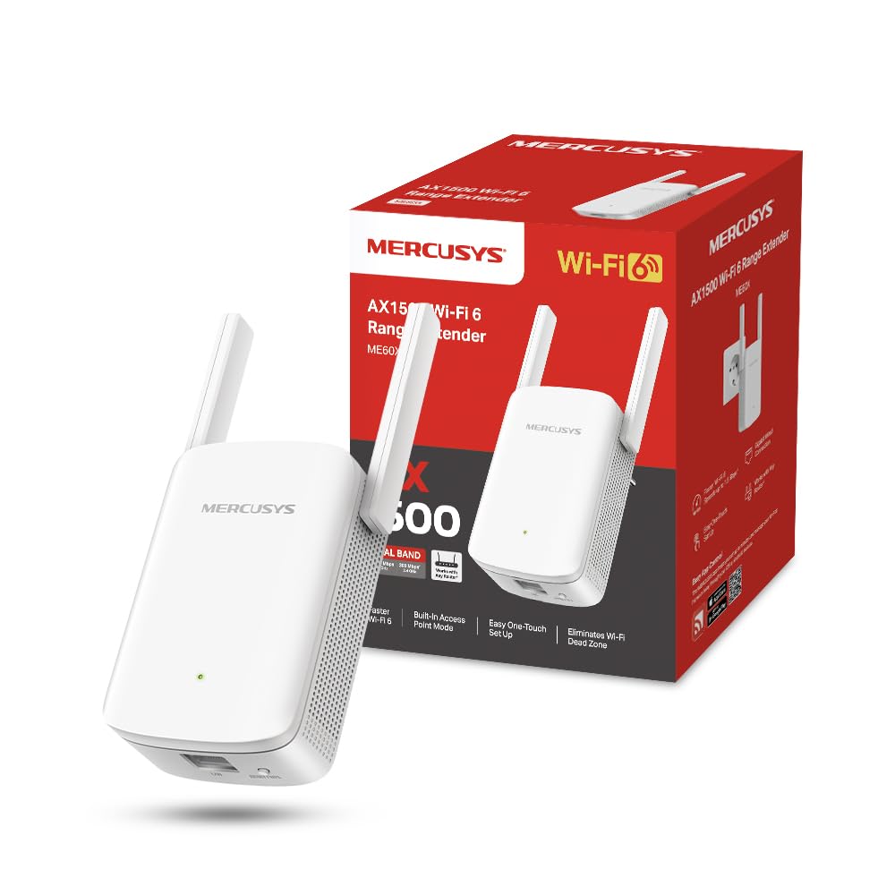 MERCUSYS ME60X TP-Link Repéteur WiFi Puissant 1500 Mbps, Améliorez Votre Connexion WiFi Sans Changer De Box, Idéal Pour 