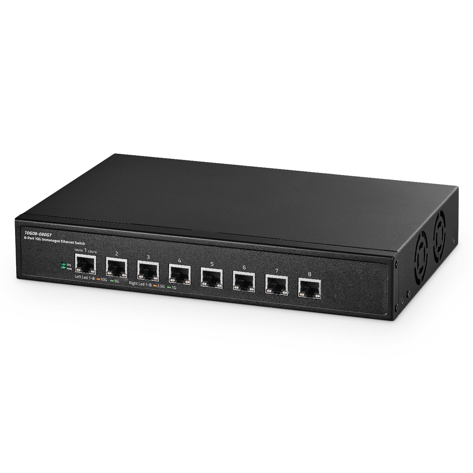 Commutateur non géré 8 Ports 10 Gigabit, Bande Passante 160 Gbit/s Supporte 1G-10G, Rack Mount Ethernet RJ45